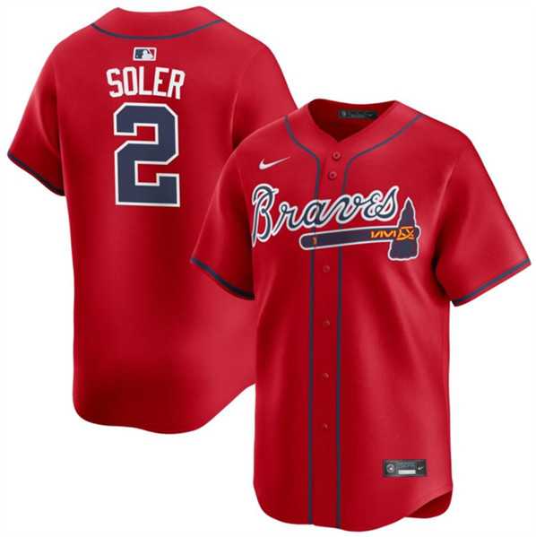 Men's Atlanta Braves #2 Jorge Soler Red 2024 Alternate Limited Stitched Baseball Jersey Dzhi,We sell and wholesale Men's Atlanta Braves #2 Jorge Soler Red 2024 Alternate Limited Stitched Baseball Jersey Dzhi on line form chian!